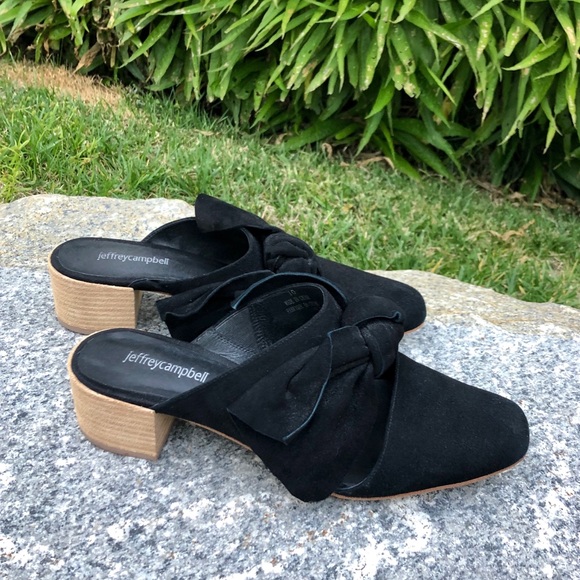 Anthropologie Shoes - Anthro Jeffrey Campbell Tori Mules Suede Bow Black